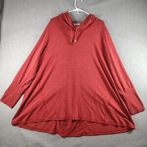 Cable and Gauge Womens 2XL Red Hooded Tunic Pullover Lightweight Casual